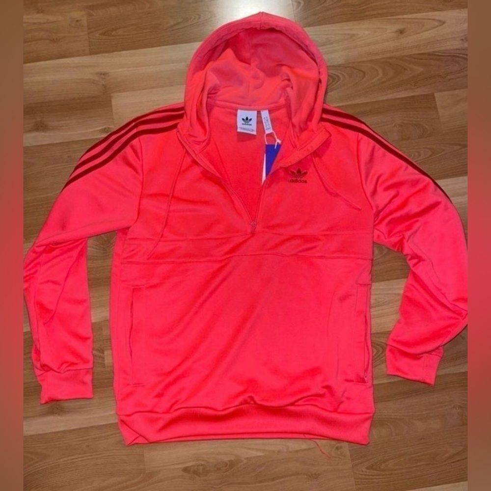 ADIDAS Coral Pink Womens Half Zip Hoodie ADIDAS Coral Pink Womens Half Z…